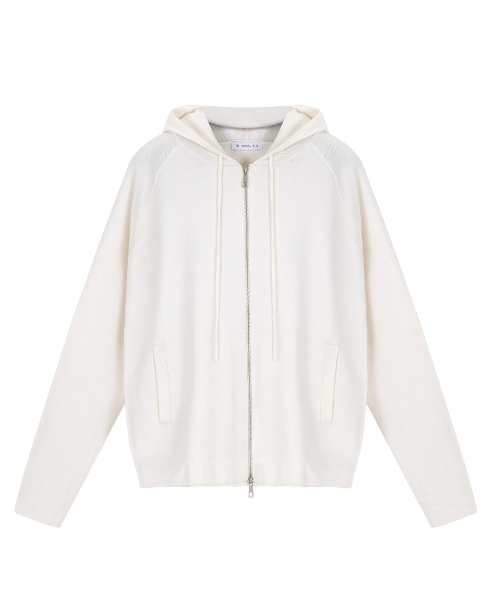 white wool blend hooded jumper