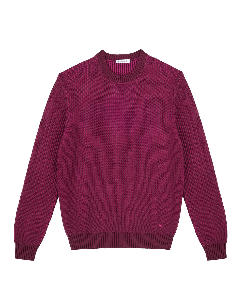 wool blend crew neck jumper with a faded english rib knit