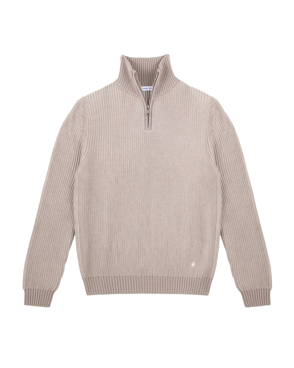 half zip wool blend jumper with a faded english ribbed