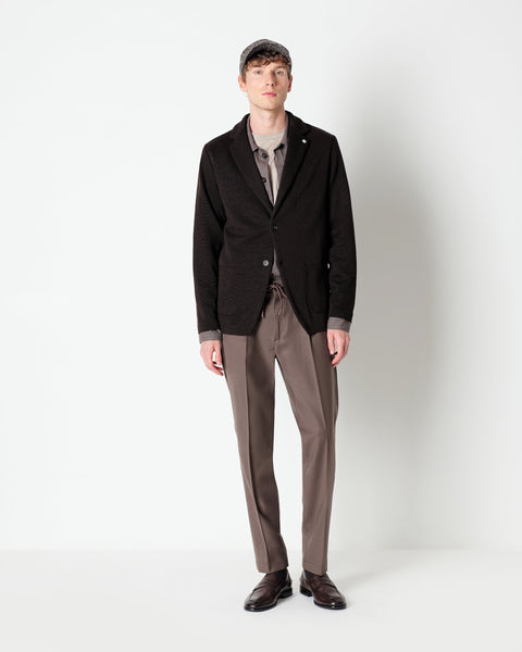 brown wool blend knitted blazer