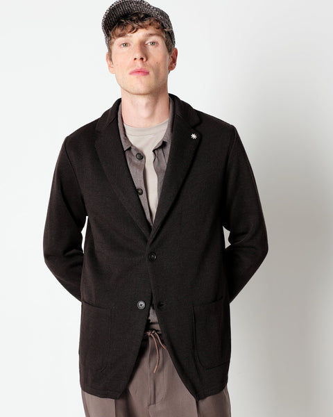 brown wool blend knitted blazer