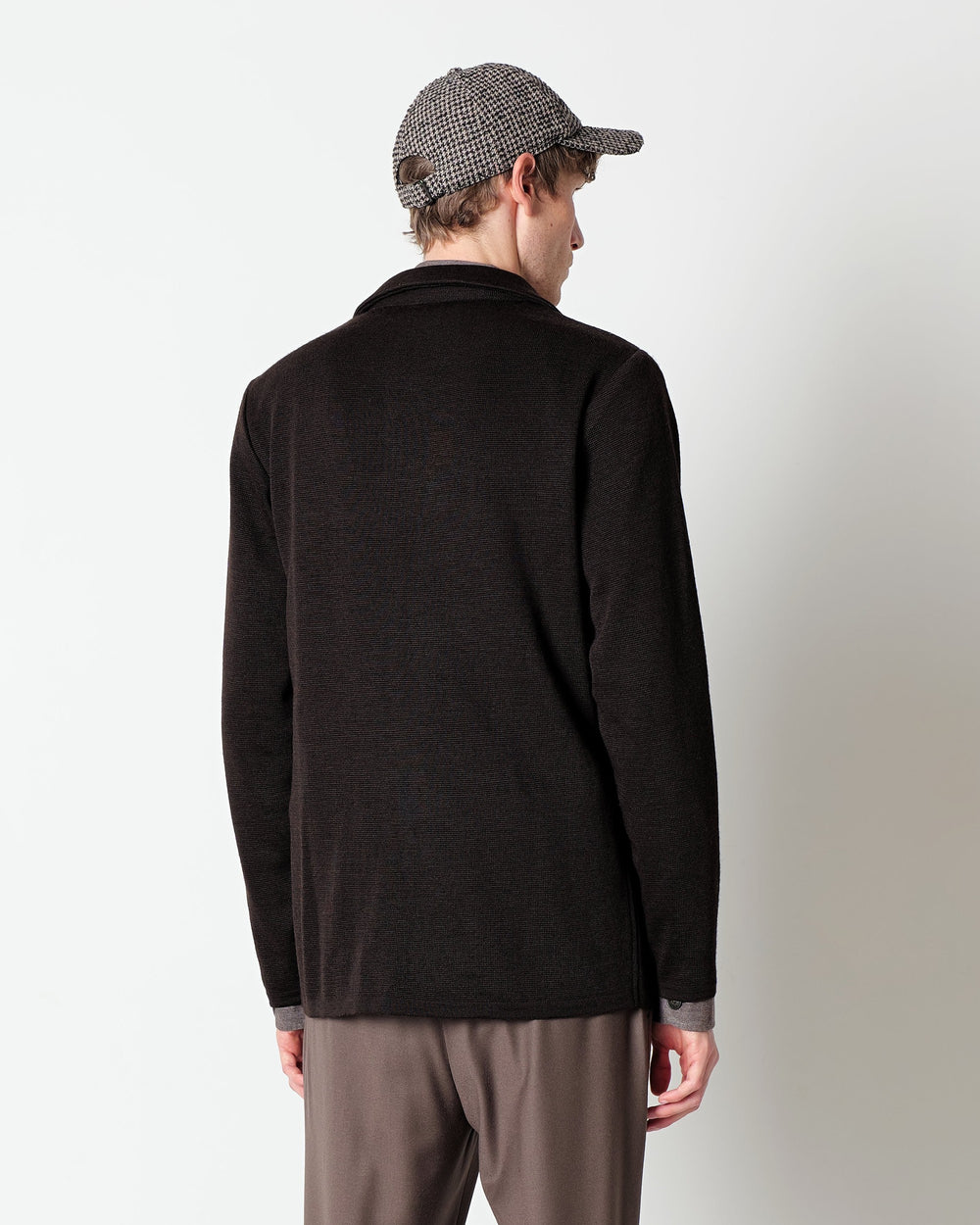 brown wool blend knitted blazer