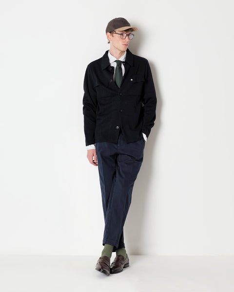blue wool blend knitted overshirt