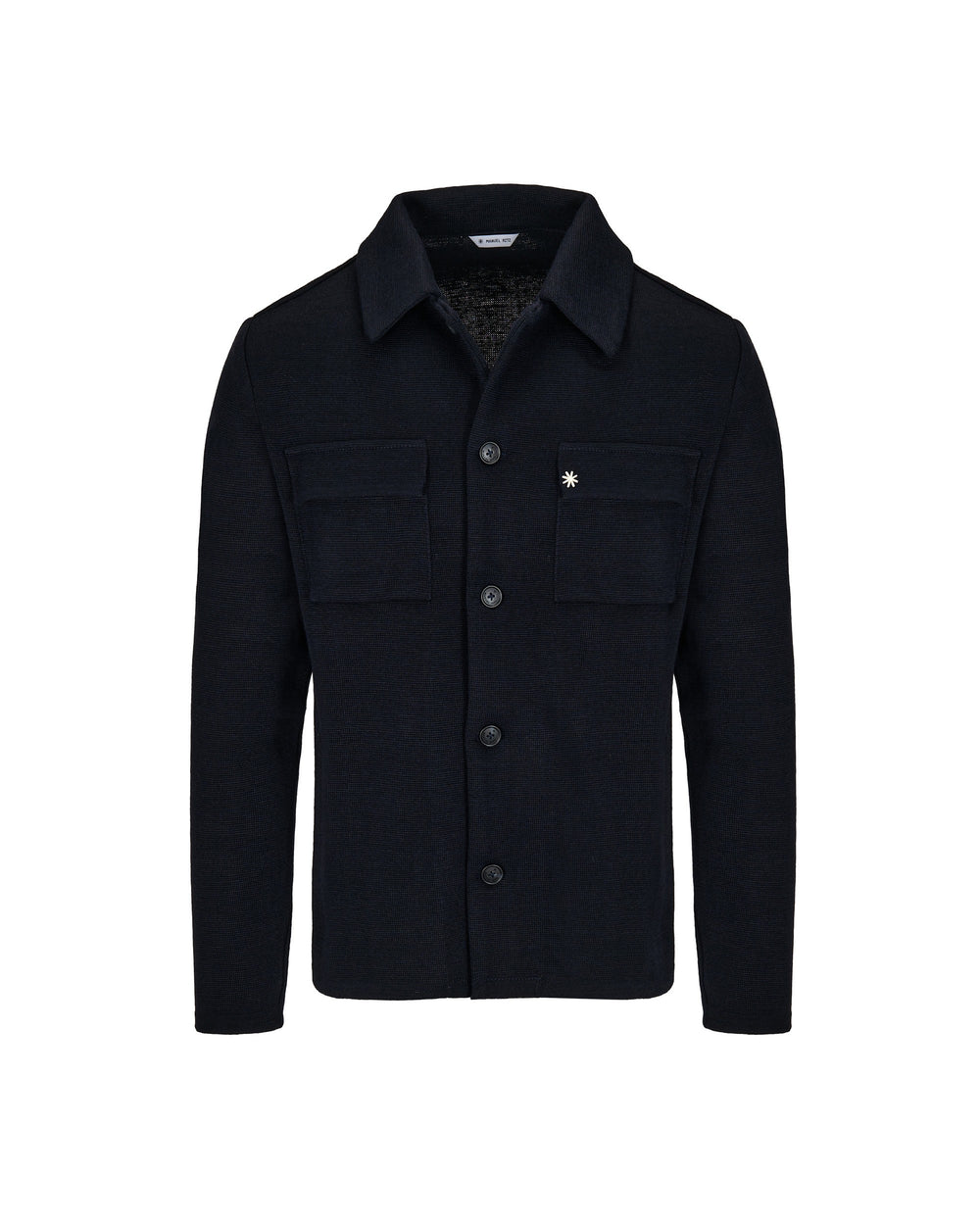 blue wool blend knitted overshirt