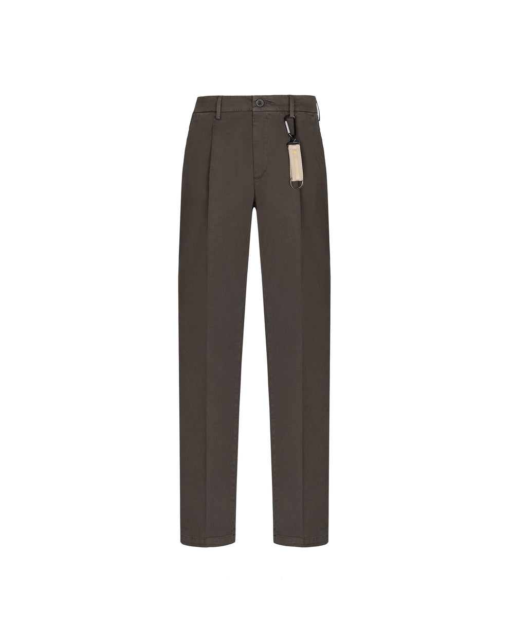 stretch cotton twill trousers with pleats