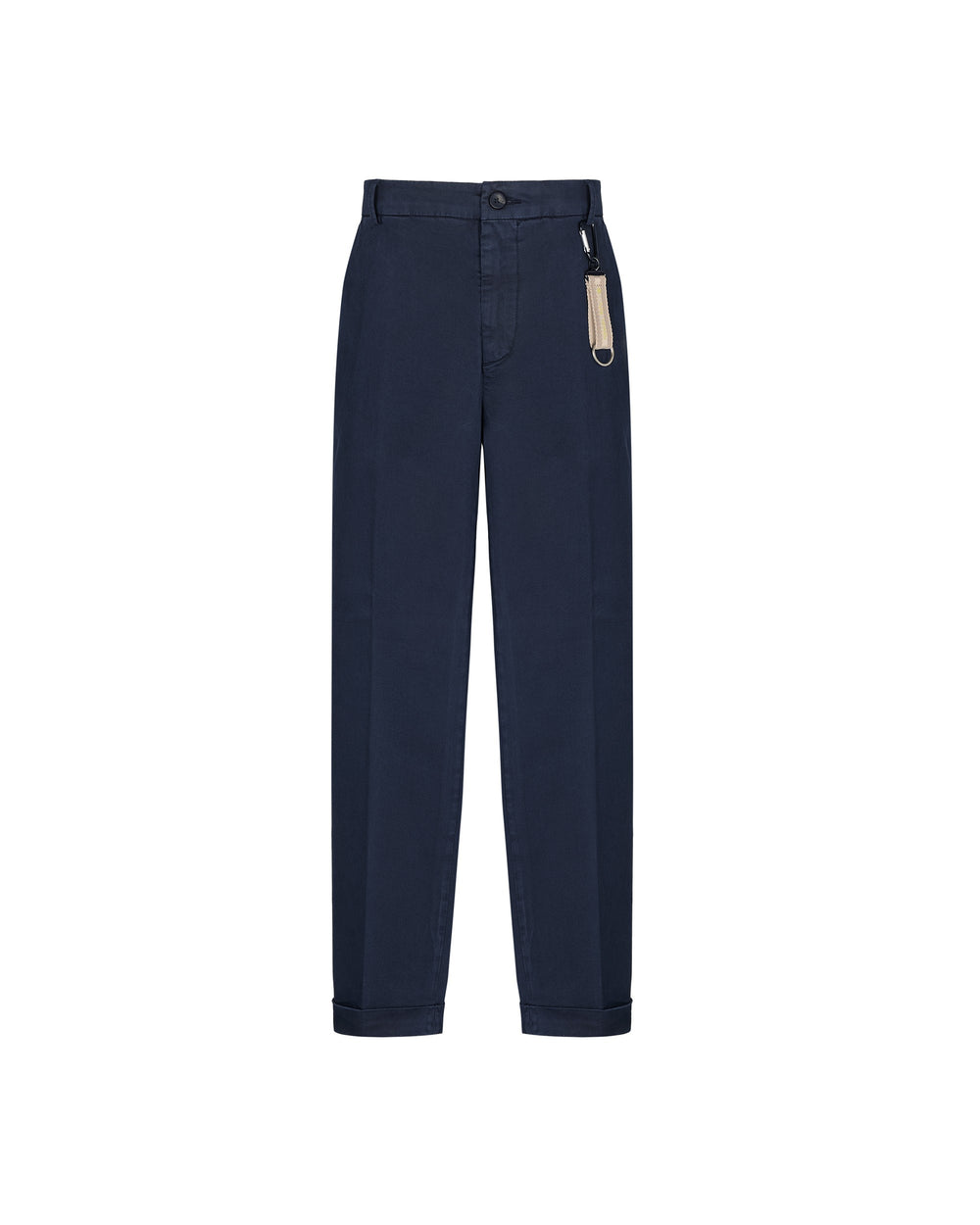 blue regular fit stretch cotton twill trousers