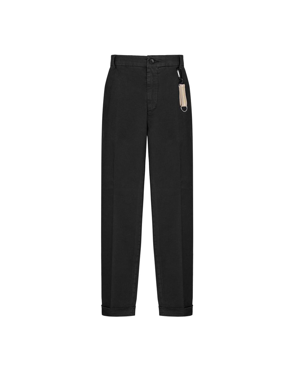 black regular fit stretch cotton twill trousers