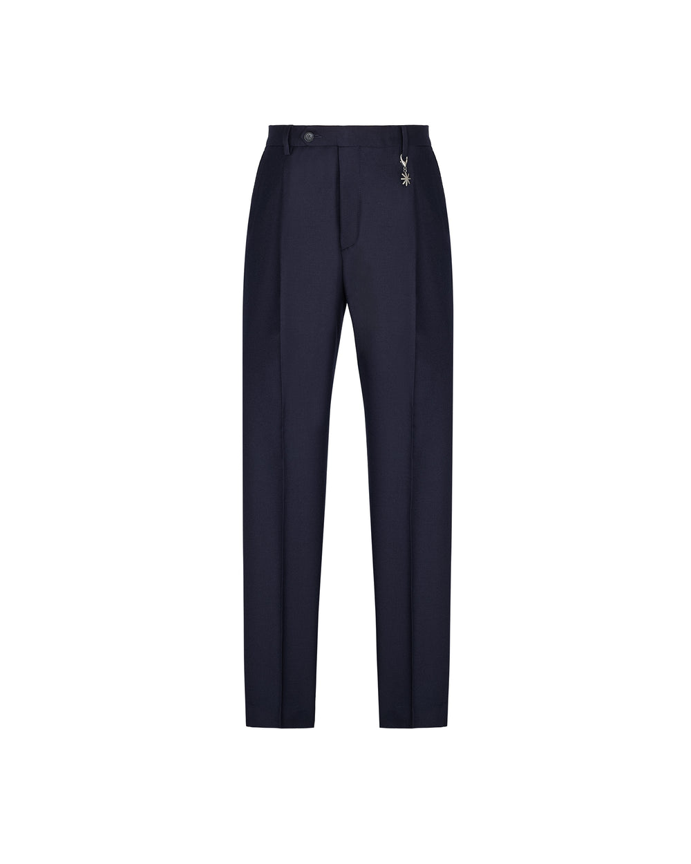 stretch wool flannel trousers with pleats