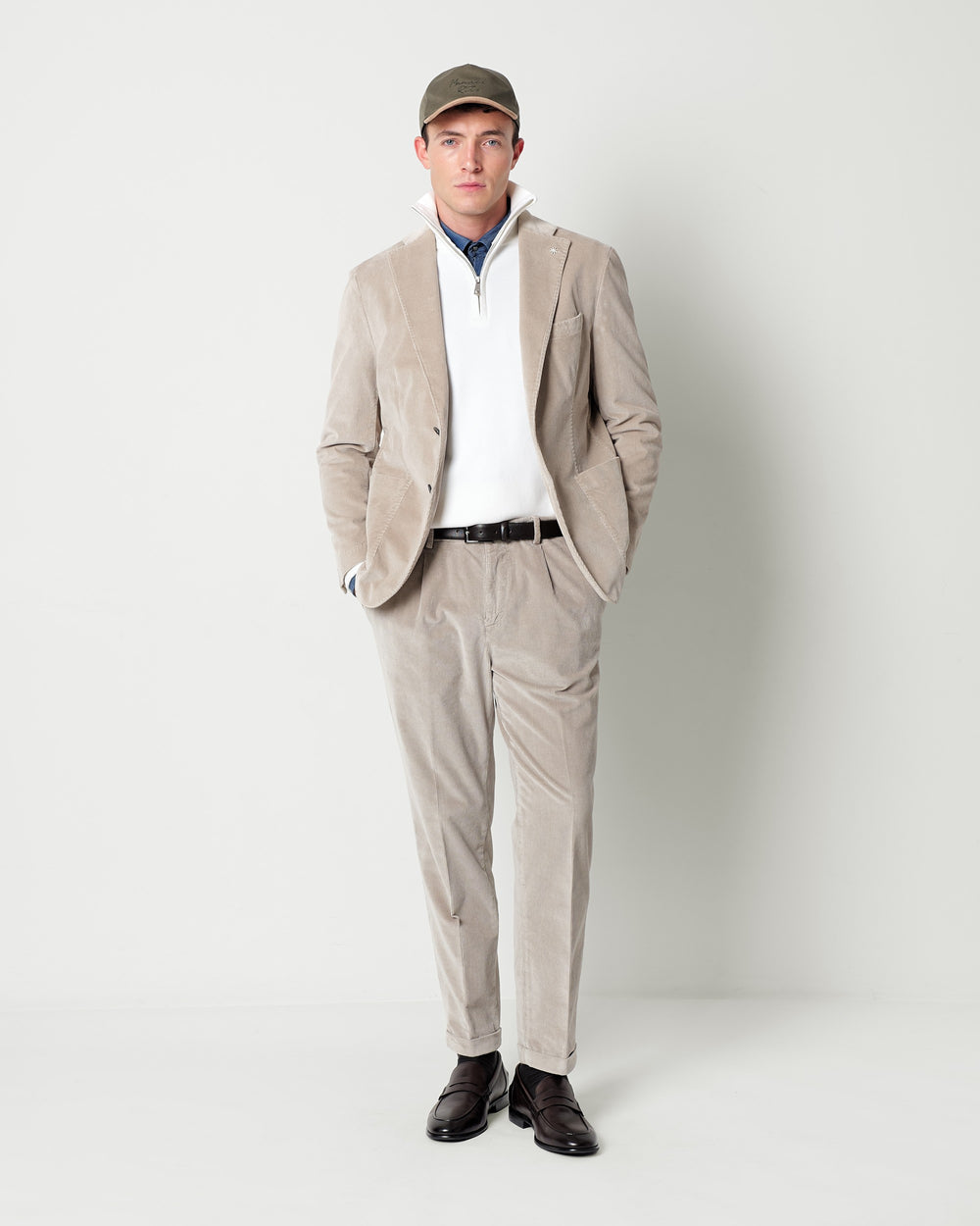 velvet 1000 stripes chino trousers with turn ups