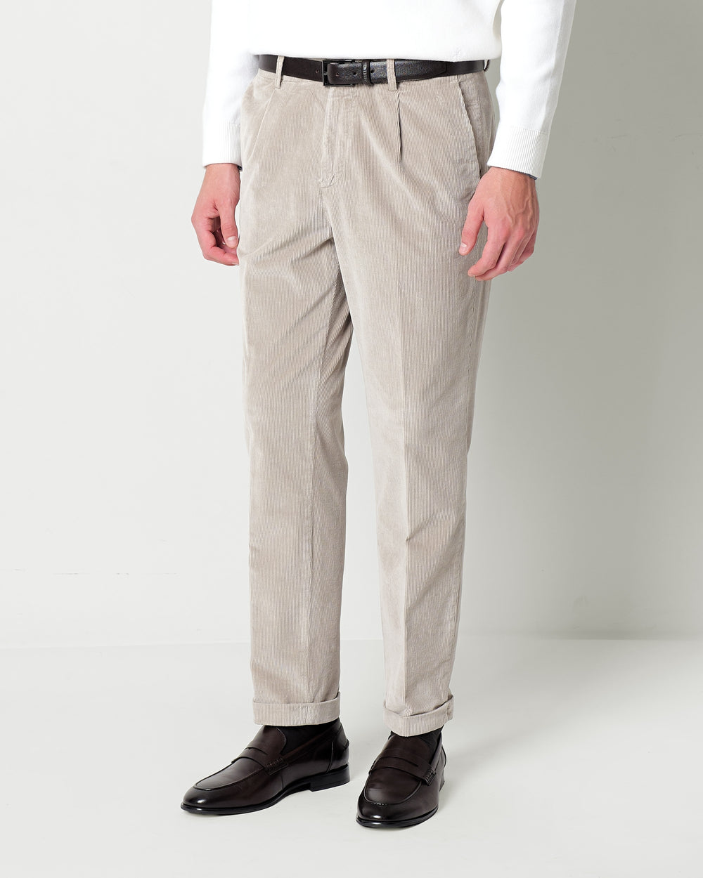 velvet 1000 stripes chino trousers with turn ups