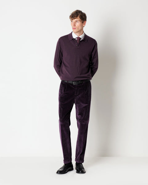 violet velvet 1000 stripes chino trousers with turn ups