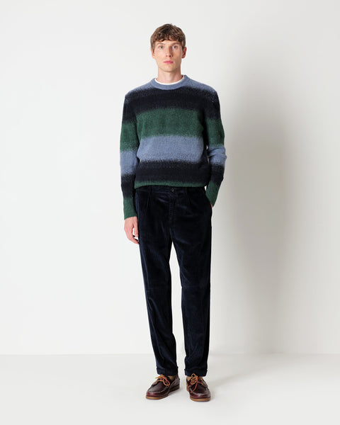 blue velvet 1000 stripes chino trousers with turn ups