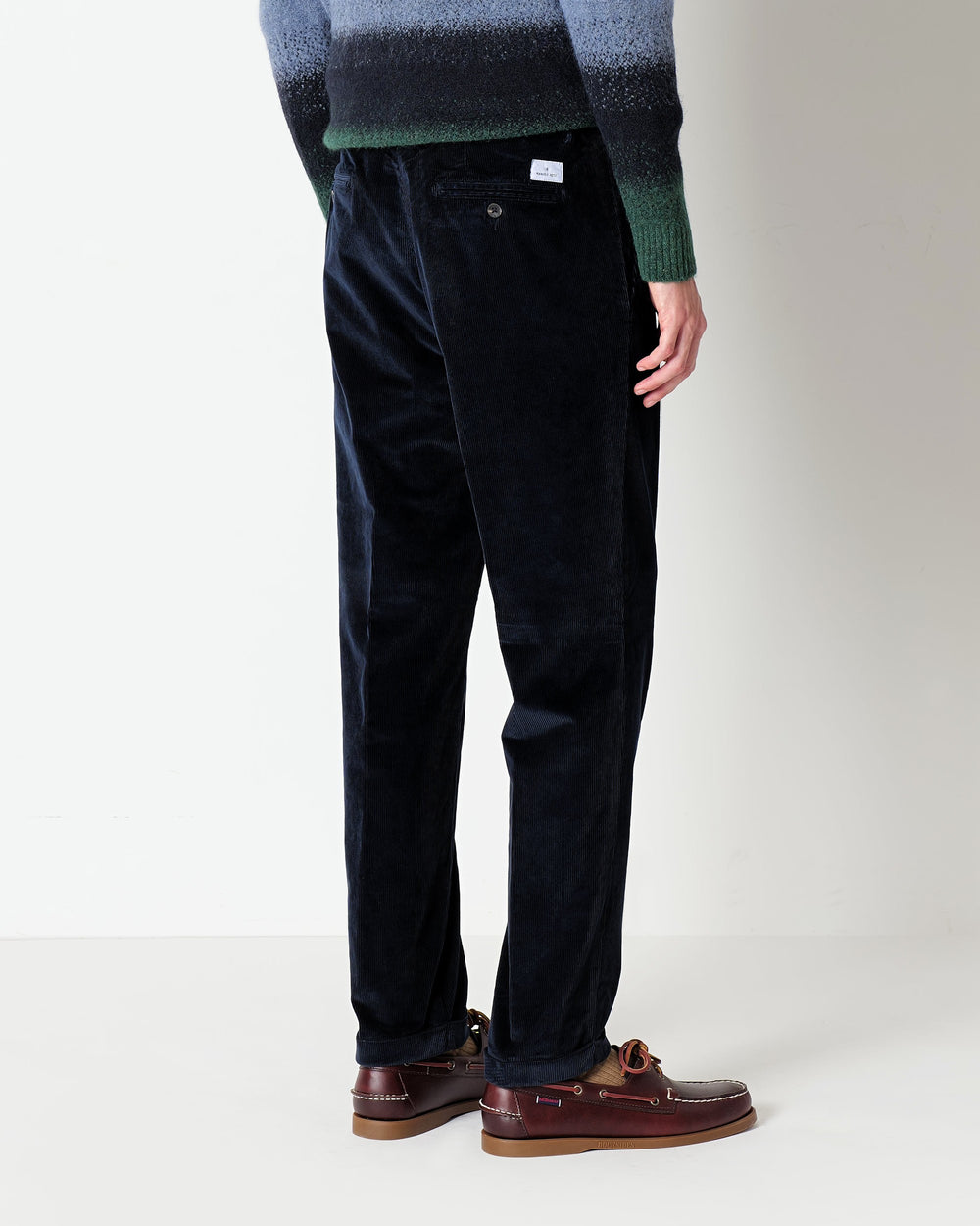 blue velvet 1000 stripes chino trousers with turn ups
