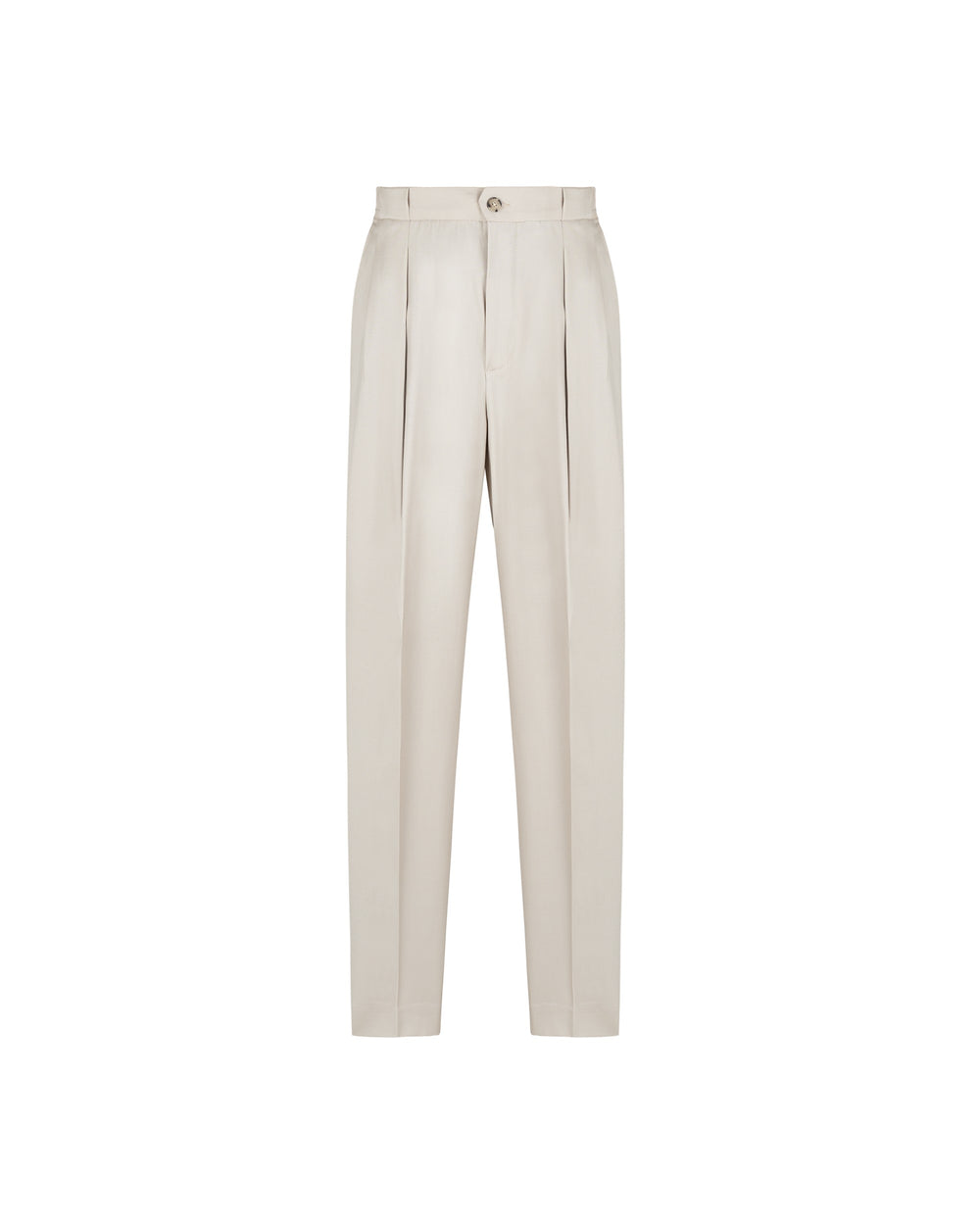 stretch wool double pleated trousers