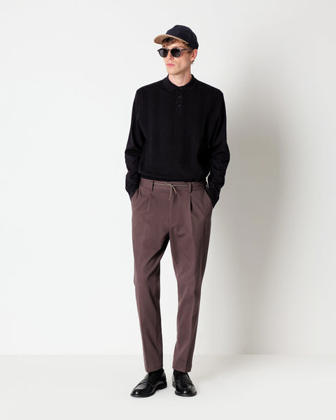brown viscose blend twill jersey jogging trousers