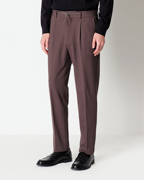 brown viscose blend twill jersey jogging trousers