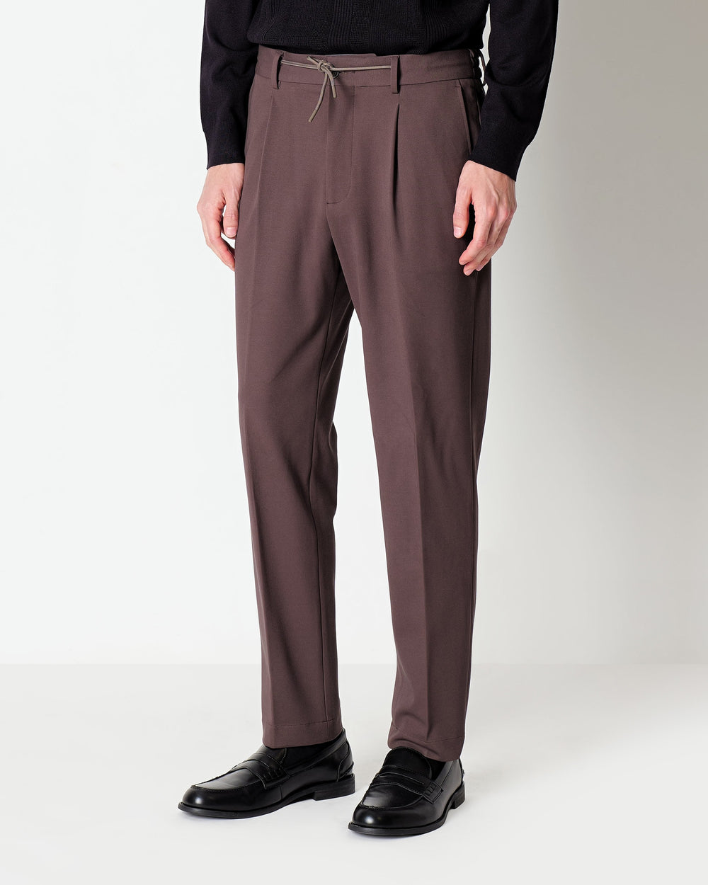 brown viscose blend twill jersey jogging trousers