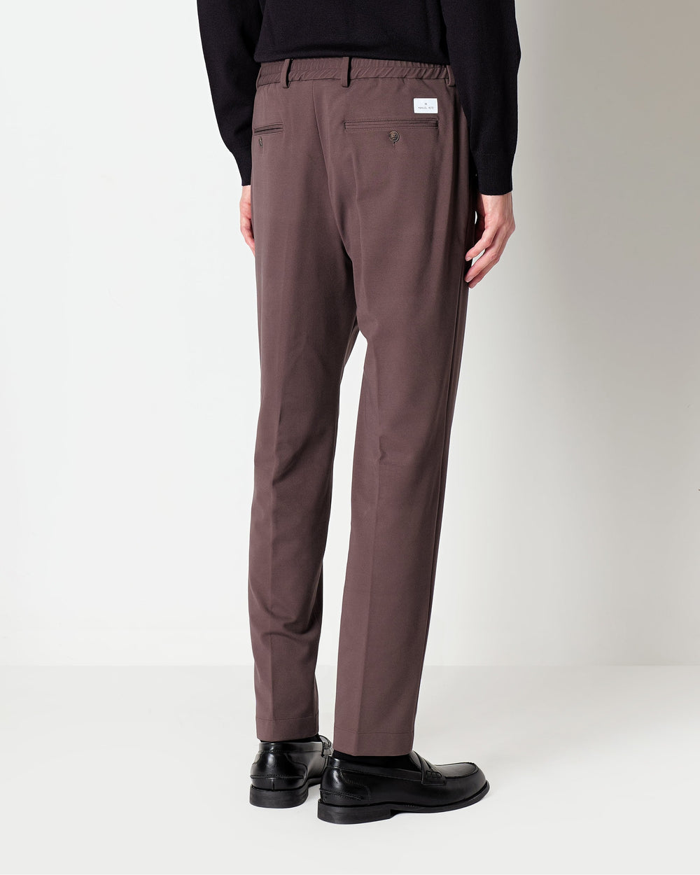 brown viscose blend twill jersey jogging trousers