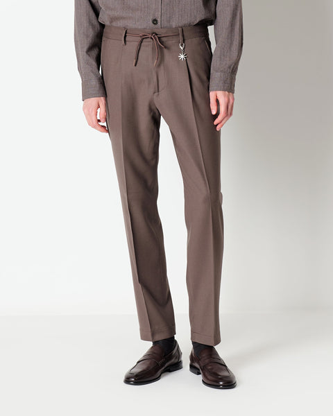 brown stretch wool flannel jogging trousers