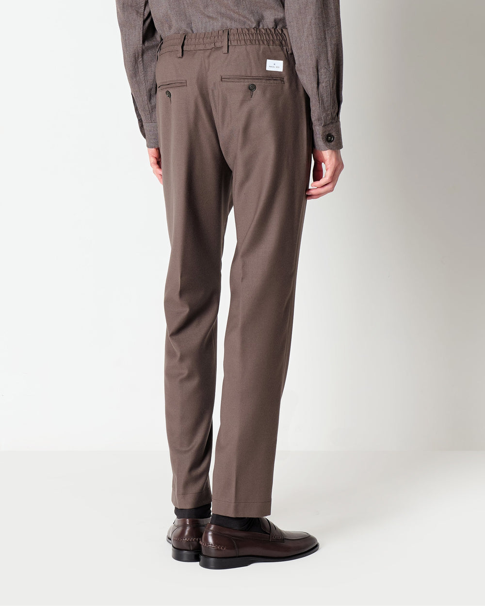 brown stretch wool flannel jogging trousers