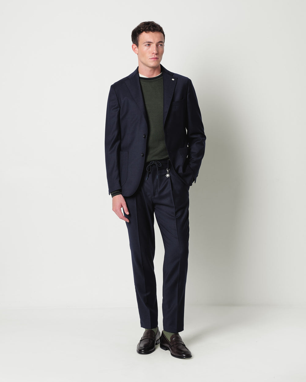 stretch wool flannel jogging trousers