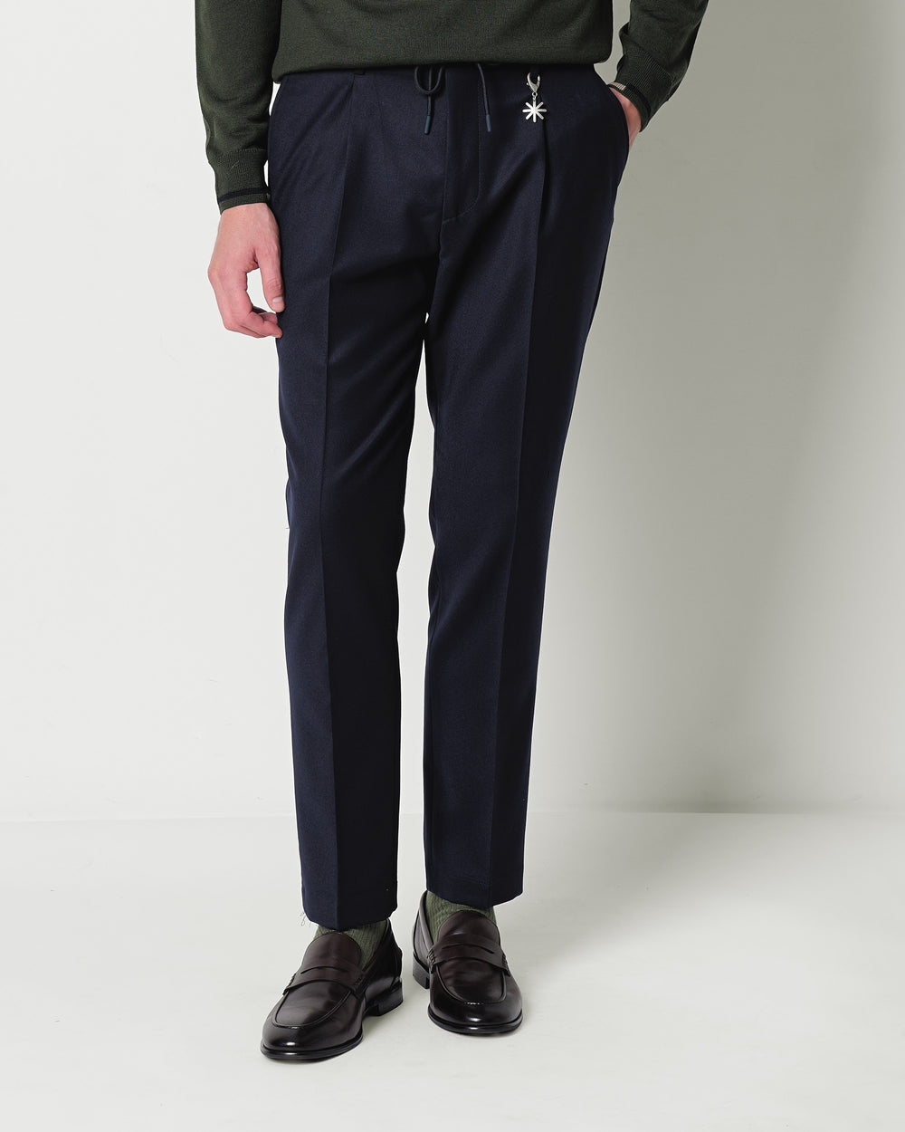 stretch wool flannel jogging trousers
