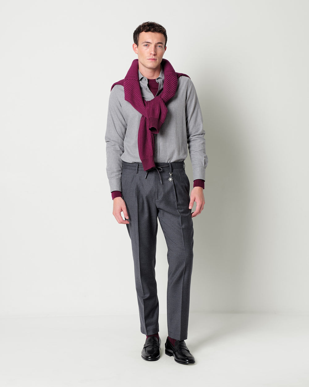 stretch wool flannel jogging trousers