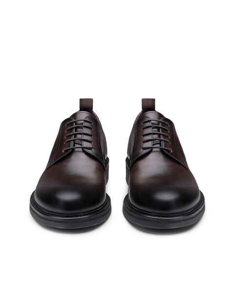brown leather derby