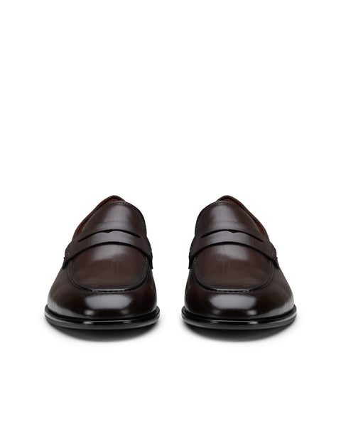 brown leather loafer