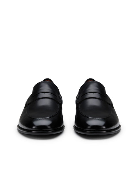 black leather loafer