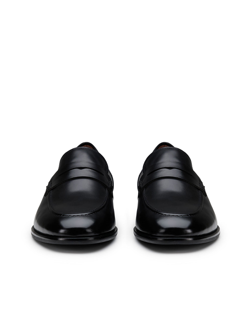 black leather loafer