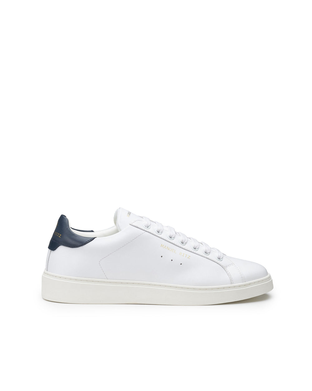 blue leather sneakers