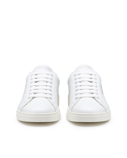 blue leather sneakers