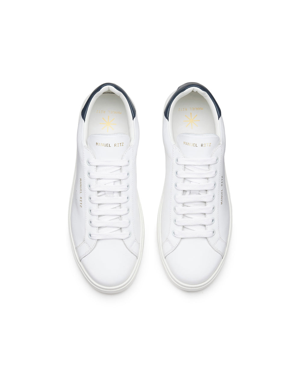 blue leather sneakers
