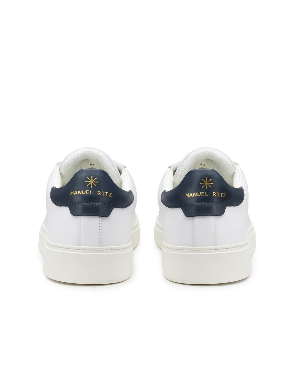 blue leather sneakers