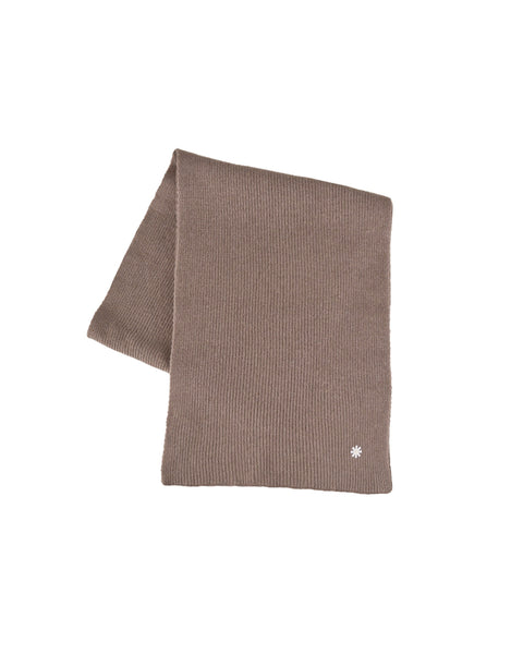 brown english rib cashmere blend scarf