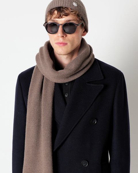 brown english rib cashmere blend scarf