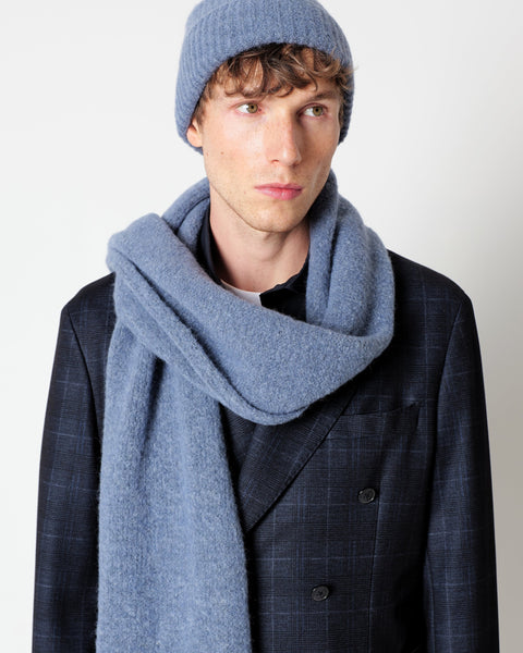 light blue english rib wool blend scarf