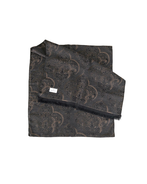 gray jacquard scarf in a cotton blend
