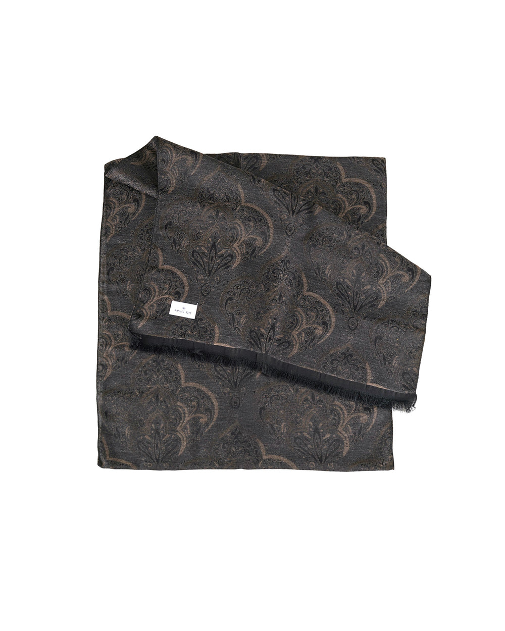 gray jacquard scarf in a cotton blend