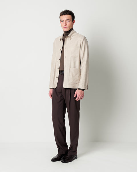 stretch wool blend twill overshirt