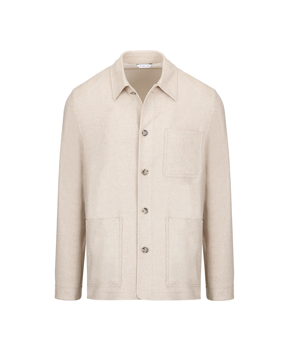 stretch wool blend twill overshirt