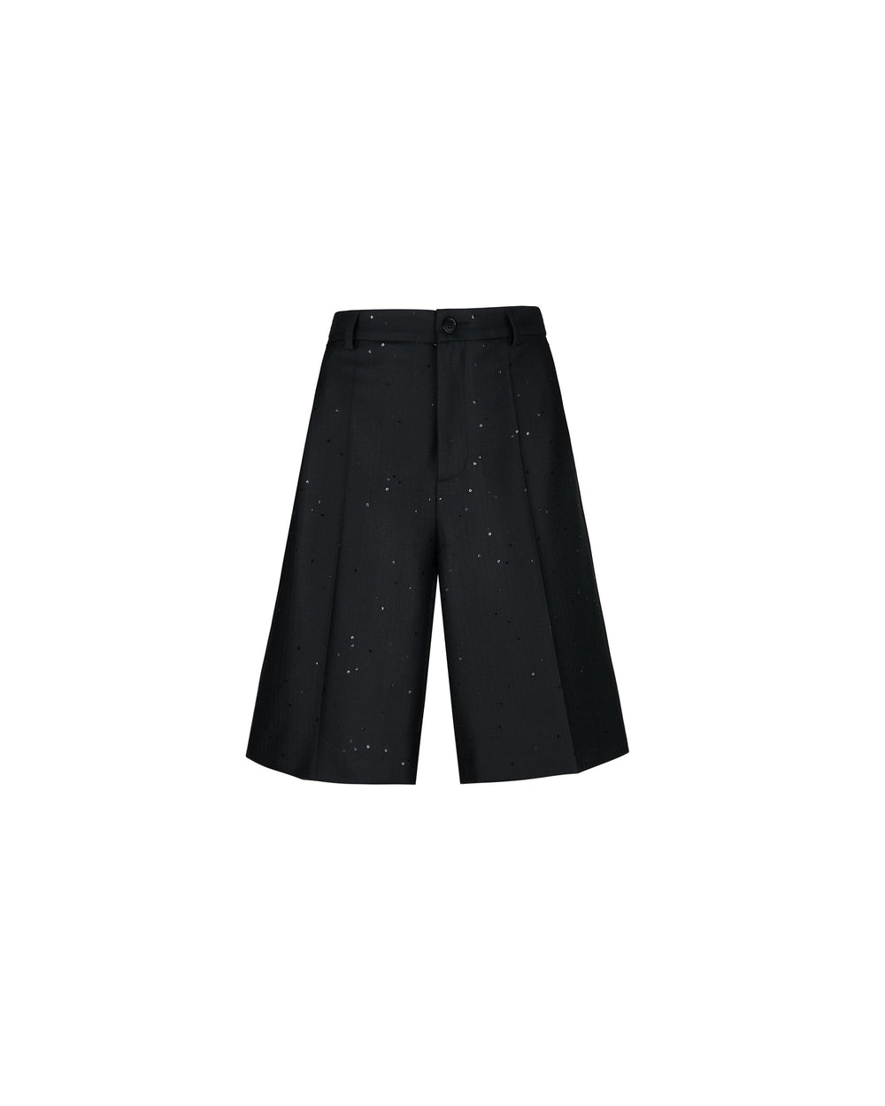 black pinstriped bermuda shorts with sequins