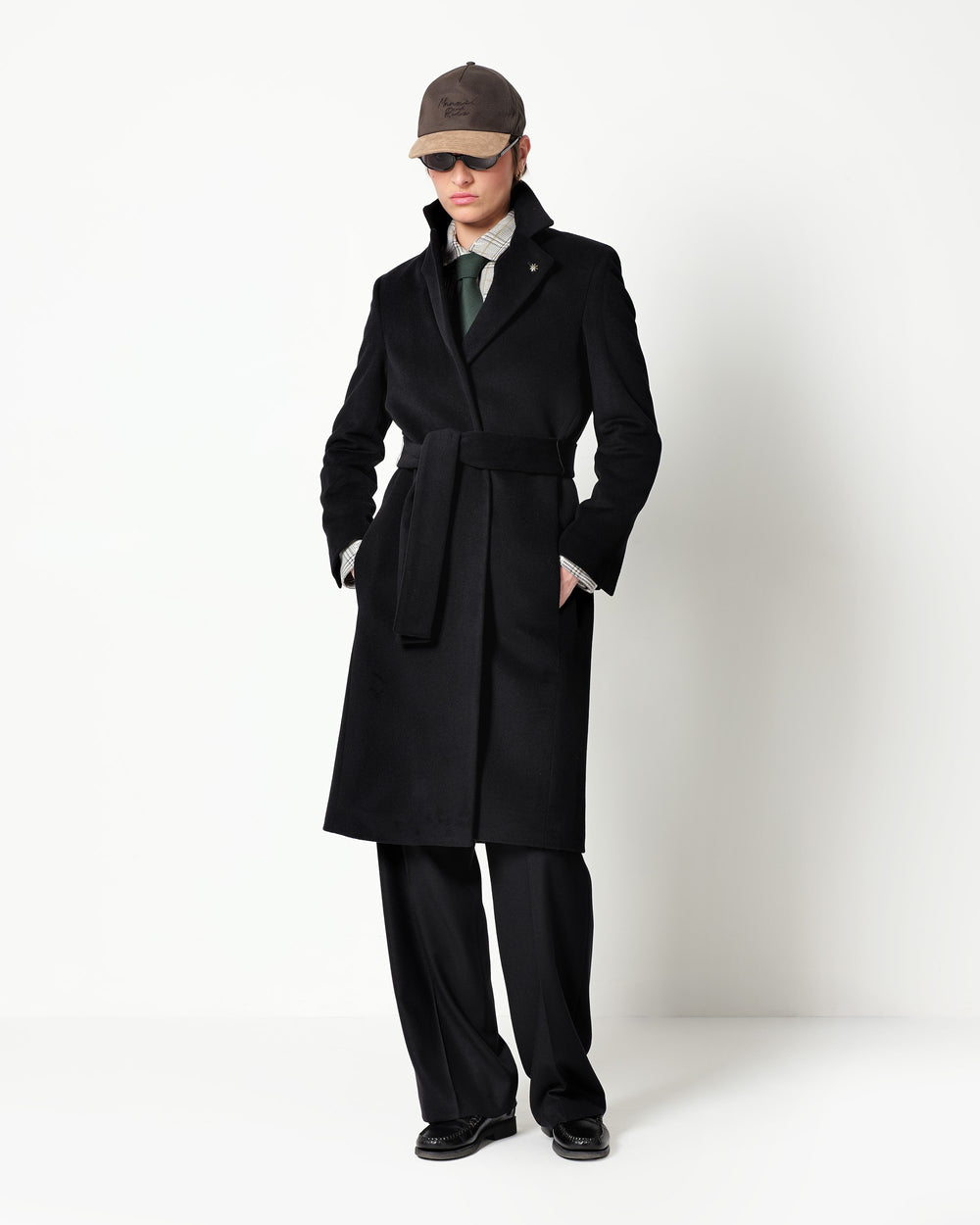 wool cashmere blend coat with belt