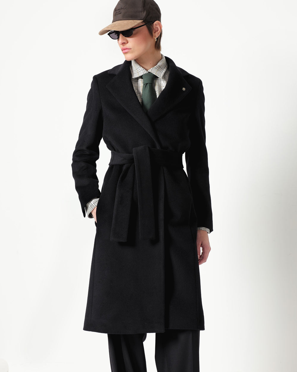 wool cashmere blend coat with belt