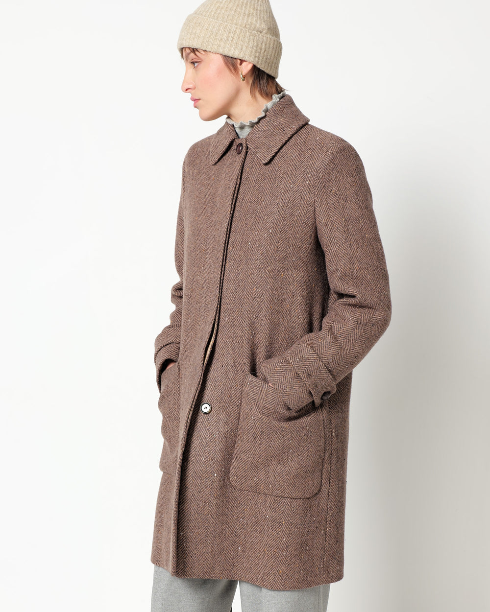 mélange chevron coat