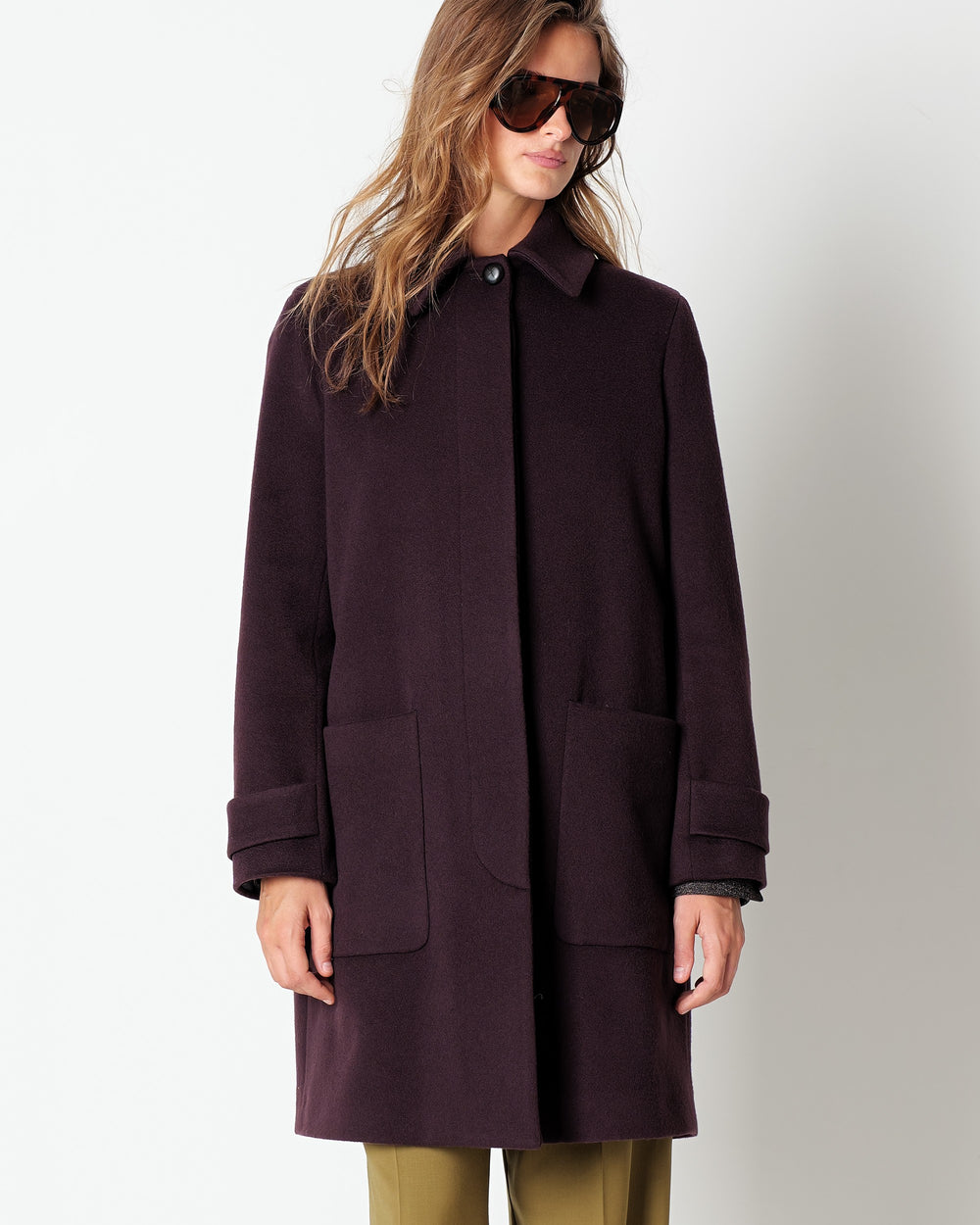 red wool cashmere blend coat