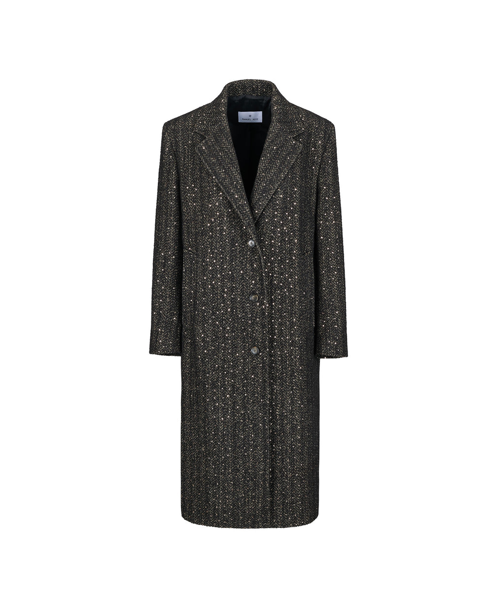 brown chevron coat with sequins