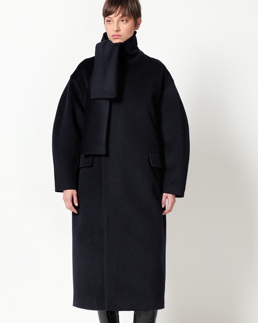 wool and cashmere blend sash coat