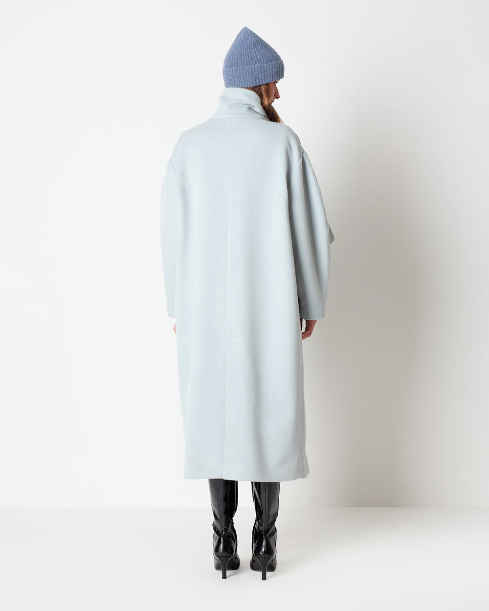 gray wool and cashmere blend sash coat